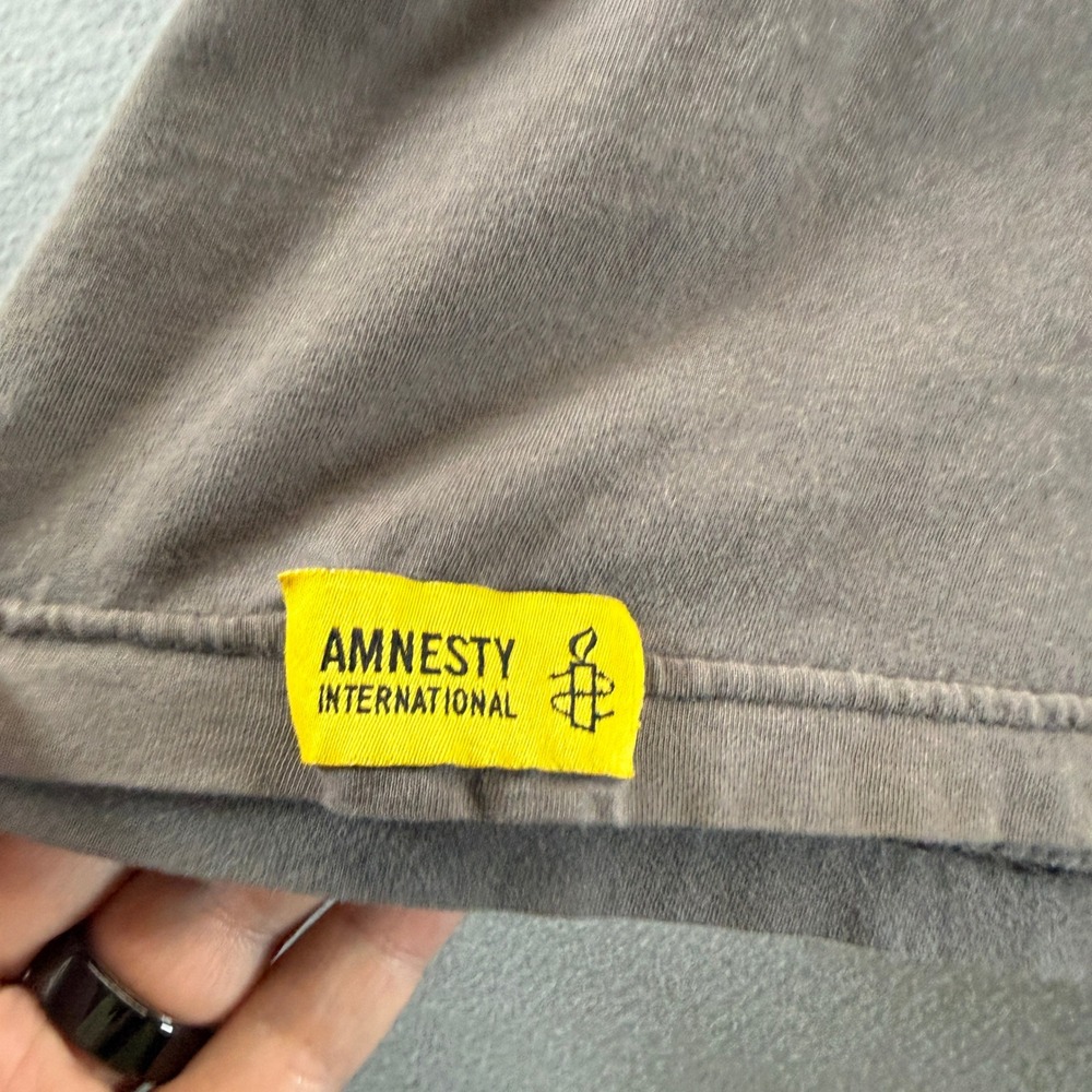 American Apparel Amnesty International Graphic T-Shirt Gray Mens Large - Picture 2 of 10